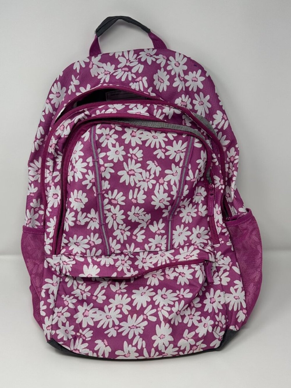 Lands' End Adjustable Strap Padded Backpack, Purple & White Floral